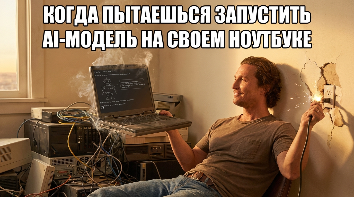 Человек с удивленным лицом смотрит на компьютер, где написано
