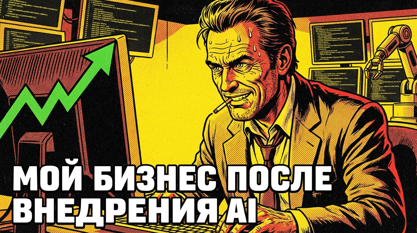 Человек сидит за компьютером, на экране график роста, на лице улыбка. Надпись: