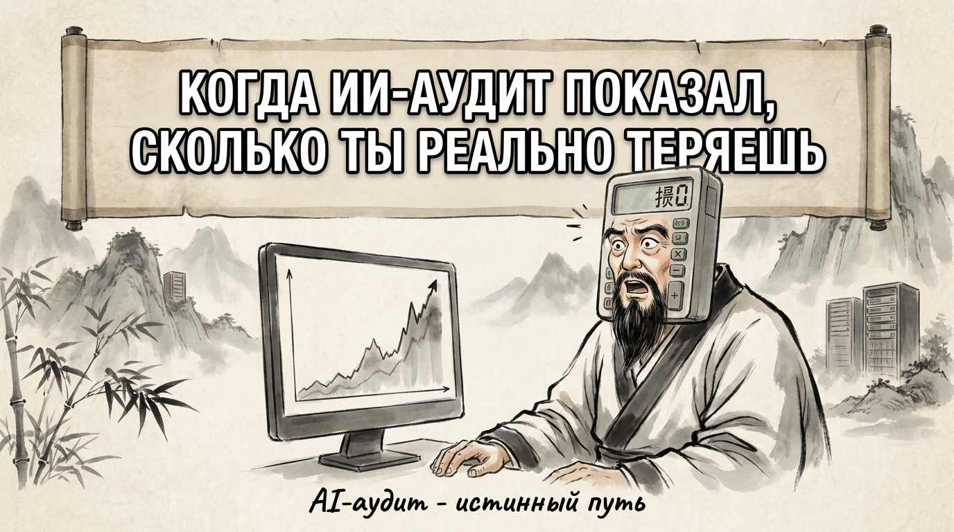 Человек с калькулятором вместо головы, на лице выражение удивления, на фоне график, уходящий вверх. Надпись: