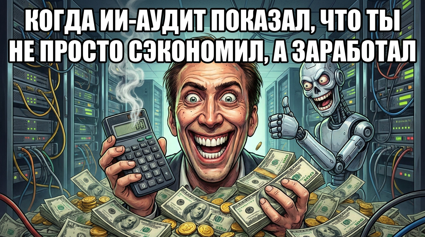 Человек с калькулятором, на котором написано