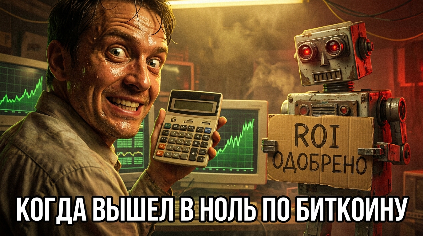 Человек со светящимся мозгом сидит за компьютером, на экране график, резко идущий вверх. Текст: