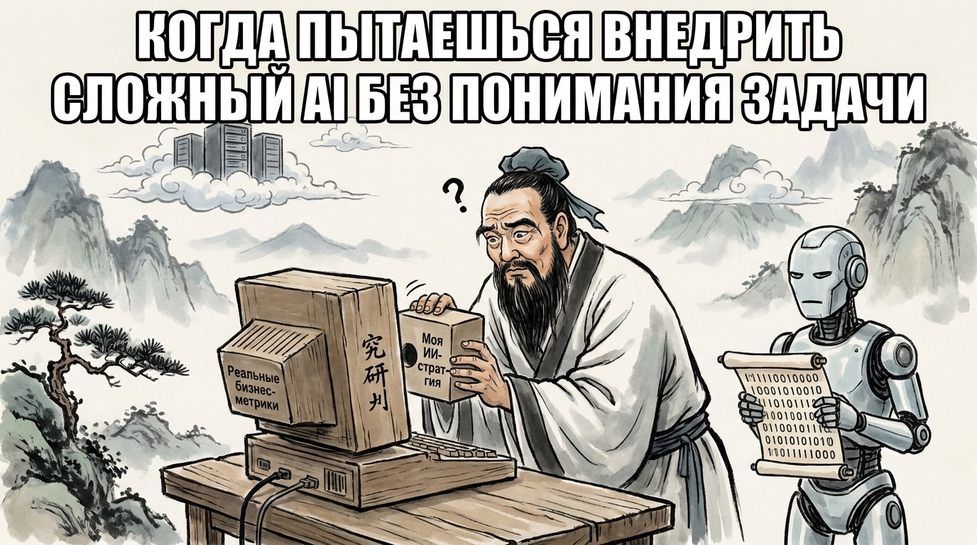 Мужчина пытается вставить квадратную деталь в круглое отверстие, на детали написано