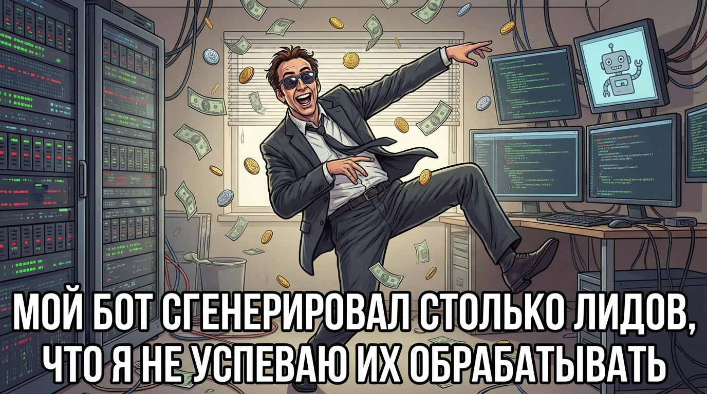 Человек танцует на денежном дожде, а рядом надпись